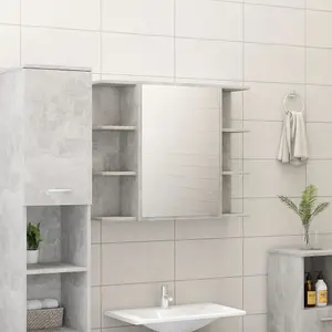 Berkfield Bathroom Mirror Cabinet Concrete Grey 80x20.5x64 cm Engineered Wood