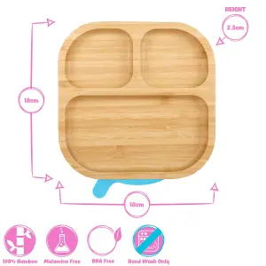 Bamboo Segmented Baby Weaning Plate & Fork Set - White