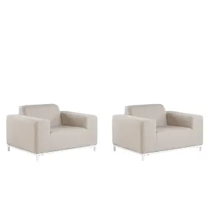 Set of 2 Garden Armchairs ROVIGO Fabric Beige