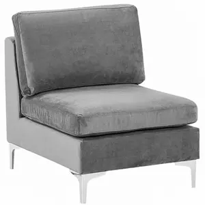 Corner Sofa with Ottoman EVJA Grey Velvet Right Hand