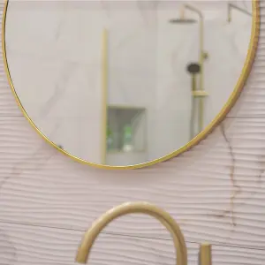 Brushed Brass 800mm x 800mm Plain Round Frame Mirror (13628)