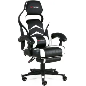 GTForce Turbo Reclining Sports Racing Gaming Office Desk Pc Car Faux Leather Chair (White)