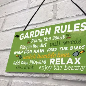 Red Ocean Garden Rules Relax Novelty Hanging Plaque SummerHouse Sign Garden Shed Friendship Gift