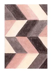 Blush Shaggy Modern Sparkle Geometric Easy to clean Rug for Dining Room Bed Room and Living Room-60cm X 110cm