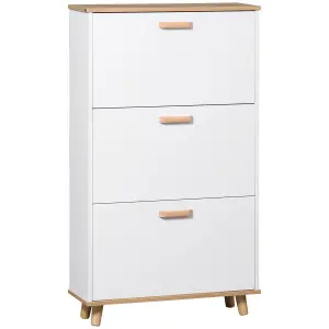 HOMCOM 12 Pair Slim Shoe Storage Cabinet w/ 3 Flip Drawers for Entryway Hallway