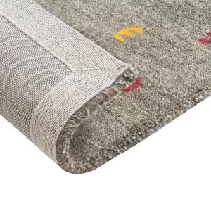 Wool Gabbeh Area Rug 140 x 200 cm Grey SEYMEN