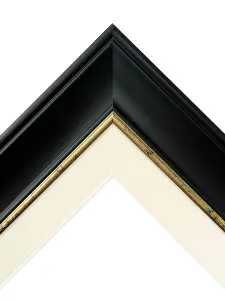 Scandi Black with Crackle Gold Frame with Ivory Mount for Image Size 4.5 x 2.5 Inch