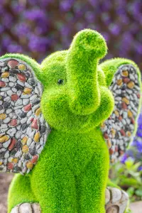 Elephant Garden Ornament with Flocked Moss