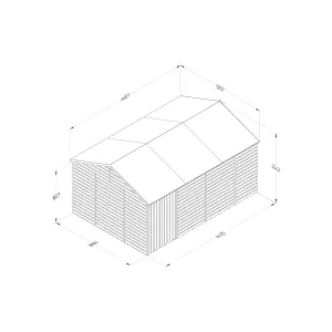 Forest Garden Beckwood 10x15 ft Reverse apex Natural timber Wooden 2 door Shed with floor