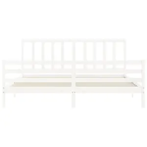 Berkfield Bed Frame with Headboard White 200x200 cm Solid Wood