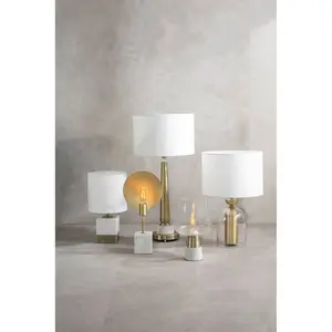 Interiors by Premier Saramis Metal Task Lamp With White Marble Block Base