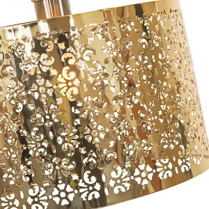 Marrakech Designed Shiny Gold Metal Pendant Light Shade with Floral Decoration