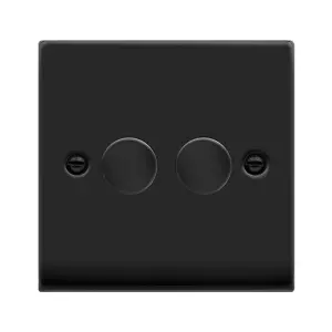 Matt Black 2 Gang 2 Way LED 100W Trailing Edge Dimmer Light Switch - SE Home