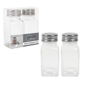 4x Glass Salt & Pepper Shaker Pots Set of 2 Glass Herb Seasoning Spice Jars 9x4cm