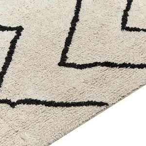 Cotton Area Rug 200 x 200 cm Beige and Black ELDES