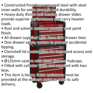 Red 11 Drawer Combination Tool Chest - Versatile Mobile Storage Solution