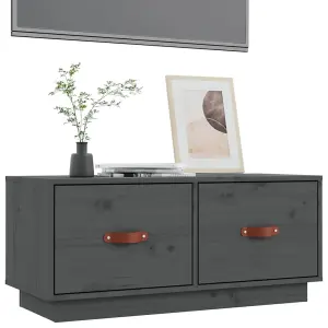 Berkfield TV Cabinet Grey 80x34x35 cm Solid Wood Pine