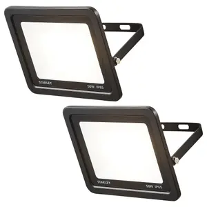 Litecraft 2 Pack Stanley Slimline Black 50 Watt LED IP65 Outdoor Wall Flood Light