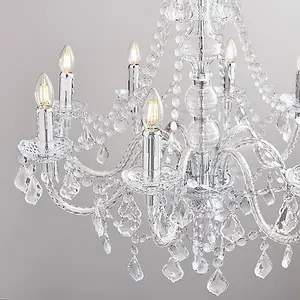 Luminosa Clarence 8 Light Chandelier Acrylic & Chrome Finish, E14