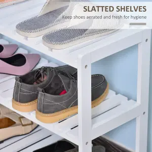 HOMCOM 3-Tier Shoe Rack Wood Frame Slatted Shelves Open Hygienic Storage 57x70cm