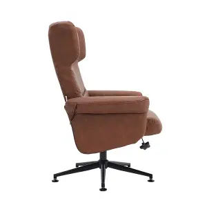 Armchair Set Brown Faux Leather Upholstered Swivel Seat Armchair Recliner Chair Sofa Chair with Footstool