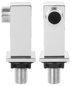 2x Deck Mount Bath Tap Square Shaped Chrome Plated Brass Pillar Faucet Set