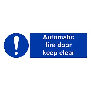 Automatic Fire Door Keep Clear Sign - Rigid Plastic - 300x100mm (x3)