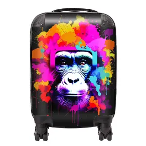 Multi Coloured Monkey Face Suitcase - Small