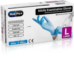 Blue Nitrile Gloves Medical Grade Cat III PPE Large X 100