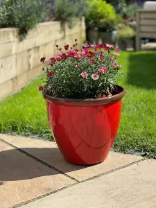 30cm Running Glaze Planter - Red