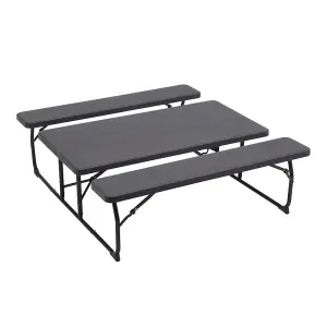 151cm W Outdoor Garden Foldable Picnic Table and Bench Furniture Set, Black