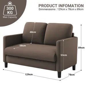 Neche 2 Seater Small Couch, Teddy Velvet Loveseat Sofa for Bedroom - Brown