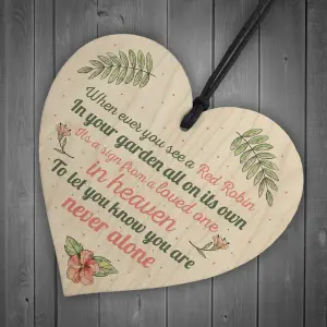 Red Ocean Handmade Robin Memorial Bereavement Garden Wooden Heart Sign Plaque Grave Friendship Gift