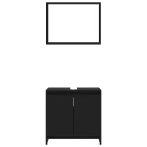 Berkfield 3 Piece Bathroom Furniture Set Black Engineered Wood