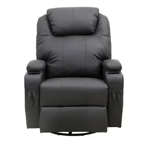 WestWood Bonded Leather Massage Sofa Swivel Chair Cinema Recliner Heating Function Grey