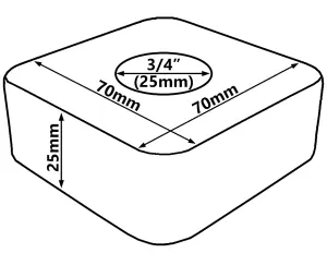 PEPTE Chrome Plated Steel 3/4" Collar Square Shaped Rose Cover Rosette 25mm Height