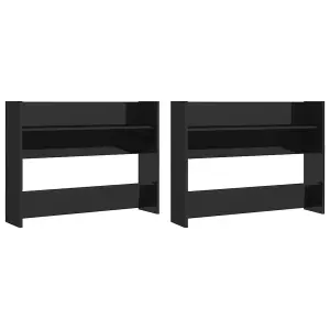 Wall Shoe Cabinets 2 pcs High Gloss Black 80x18x60 cm Engineered Wood