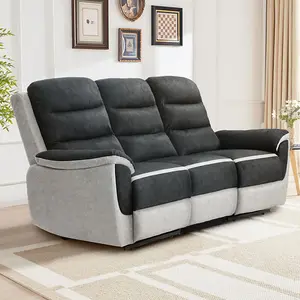 Comfy Living Two Tone Contrast Fabric Recliner Sofa Set- 3 Seater Sofa And 2 Seater Sofa