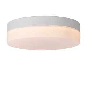 Lucide Biskit Modern Flush ceiling light Bathroom 23cm - LED - 1x12W 2700K - IP44 - White