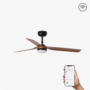 Luminosa Punt Led Black, Dark Wood Ceiling Fan With DC Motor Smart