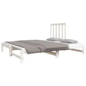 Berkfield Pull-out Day Bed White 2x(90x190) cm Solid Wood Pine