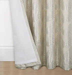 Home Curtains Chrissy Jacquard Fully Lined 65w x 54d" (165x137cm) Cream Eyelet Curtains (PAIR)