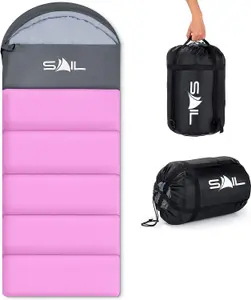 SAIL 'One' Waterproof Sleeping Bag 3-4 Season Indoor & Outdoor Camping Hiking - Pink