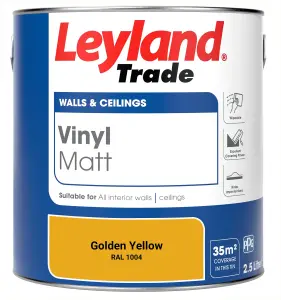 Leyland Trade Vinyl Matt Walls & Ceilings Emulsion Paint Golden Yellow (RAL 1004) 2.5L