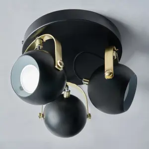 Litecraft Eyeball Black and Brass Adjustable Spotlight Plate