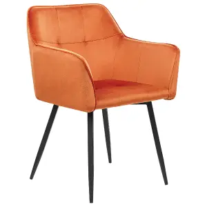 Set of 2 Dining Chairs JASMIN Velvet Orange