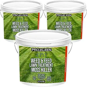 Pro-Kleen 4 in 1 Weed and Feed Lawn Treatment with Moss Killer - Greens Grass, Kills Weeds & Moss & Fertilises Grass 7.5kg