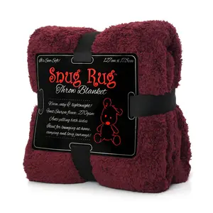 Snug Rug Blanket Luxury Sherpa Fleece Sofa TV Throw Gift Blankets 127x178cm - Mulberry Red