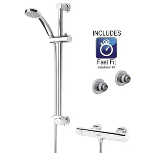 Bristan Frenzy Bar Mixer Shower Thermostatic Chrome Exposed Cool Touch Bar + Kit