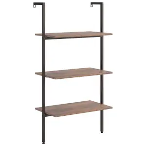 Berkfield 3-Tier Leaning Shelf Dark Brown and Black 64x35x120.5 cm